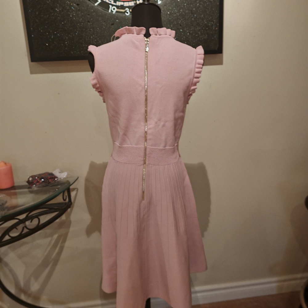 Ted Baker RIAAN Knitted Skater Dress with Frill Detail Pink - Picture 9 of 17